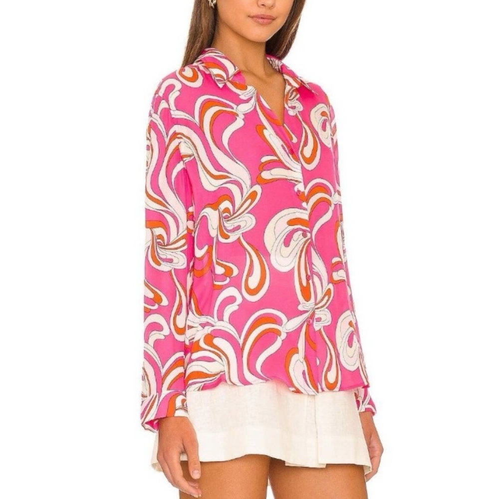 L'agence Nina Long Sleeve Blouse
Orange & Rose Abstract Swirl Size XSmall NWT - Picture 2 of 8